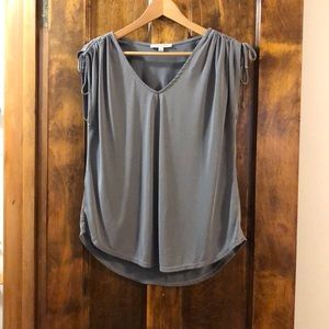 Gray sleeveless blouse